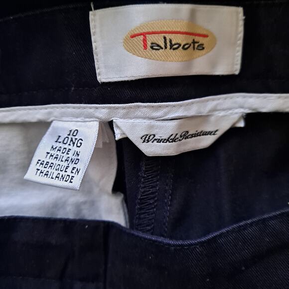 Talbots Wrinkle Resistant Cotton Pants Pull On Tapered Ankle Black Women Sz 10L - Picture 9 of 9